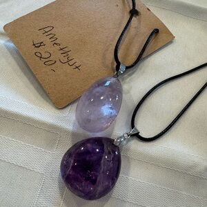 Amethyst Necklace CHOOSE 1 light stone  or darker stone 1.75” pendant on cord